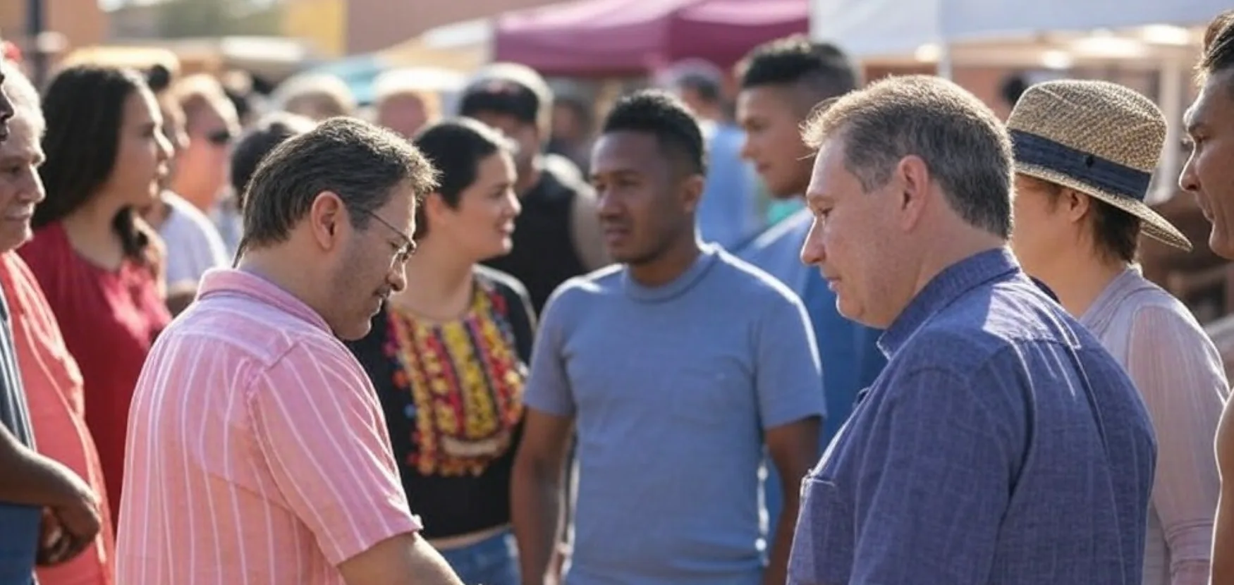 Una pareja sonriente posando juntos frente a una casa con césped verde.